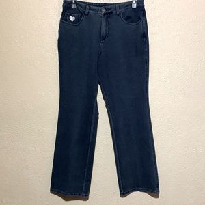 Dream Jeannes by Quacker Factory Pants Blue Stretch Faded Straight Size 12